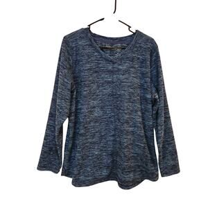 St. John's Bay Blue V-Neck Pullover Classic Long Sleeve T-Shirt Casual Size XL